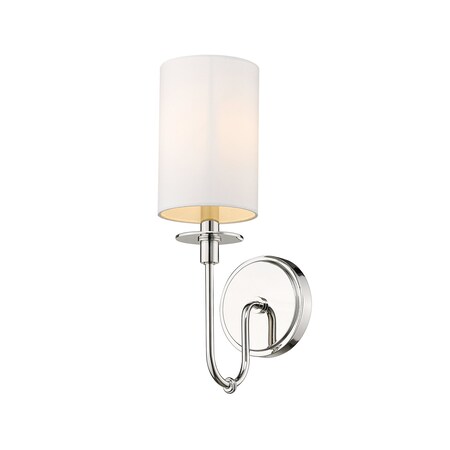 Z-Lite Ella 1 Light Wall Sconce, Polished Nickel & White 809-1S-PN